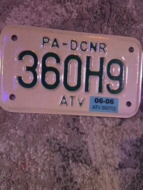 PA Pennsylvania DCNR ATV License Plate Authentic 2006 Used But Like New!